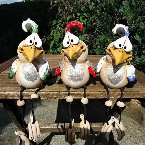 Decorative Objects Figurines Funny Chicken Decor Resin Rooster Garden Statues Outdoor Yard Art Lawn Sculptures Home Ornaments Wacky 231216