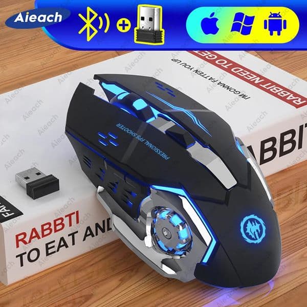 Mice Rechargeable Wireless Mouse Gaming Computer Silent Bluetooth USB Mechanical E Sports Backlight PC Gamer For 231216