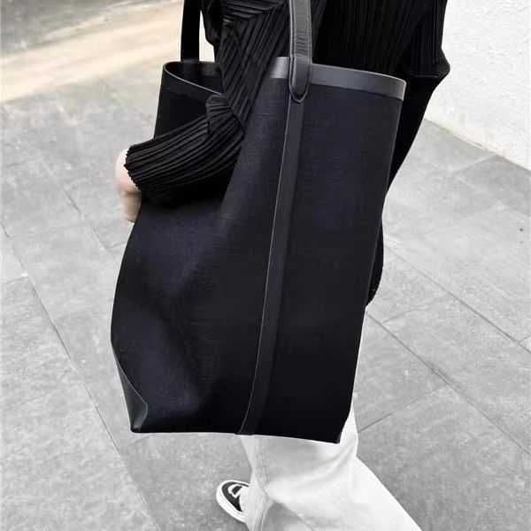The Canvas Large Capacity Bucket Bag Tote Bag Cotton Linen Leather Fashion Shoulder Bag Women 231218