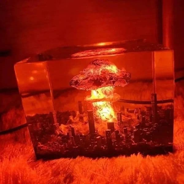 Tea Pets Nuclear Explosion Bomb Flameless Lamp Mushroom Cloud for Courtyard Living Room Decor 3D Night Light Rechargeable Decoration 231218