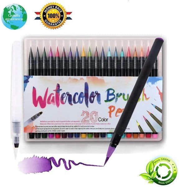 20PCSset Colors Art Marker Watercolor Brush Pens for School Supplies Stationery Drawing Coloring Books Manga Calligraphy 231220