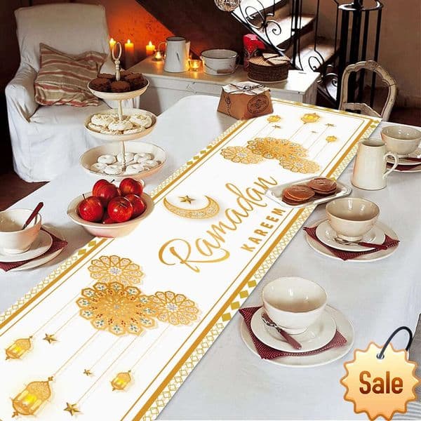 Eid Mubarak Tablecloth Dinner Table Runner Aid Islamic Muslim Kareem Ramadan Decoration For Home 2024 Party Favor Holiday Supplies B2