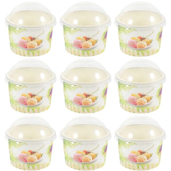 Disposable Take Out Containers Paper Ice Cream Cups 50 Sets Disposable Dessert Bowls Dome Lids Yogurt Container Sundae Bar Cold Or Food Party Supplies 231219