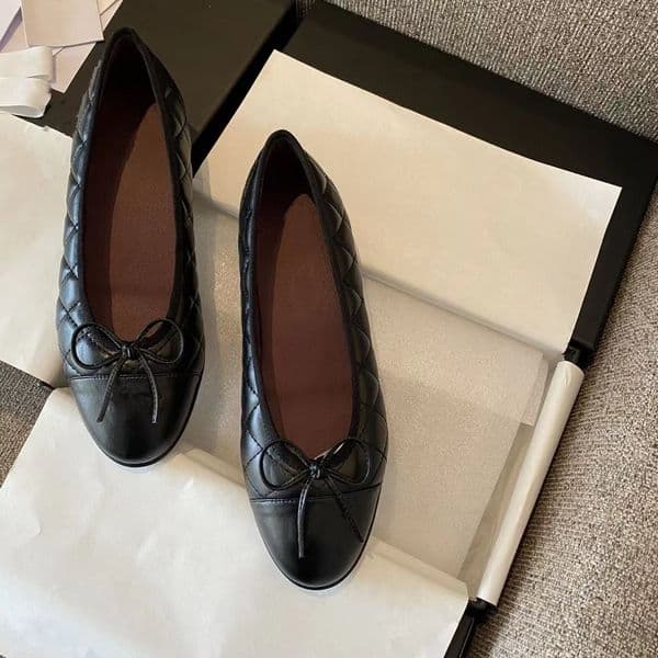 Ballet Flat Dance Dress Shoe Women Designer casual Round Toe Sexy Ballerina Sip On quilted Genuine Leather Calfskin Loafer Paris Luxury Sole Shoes Zapatos De