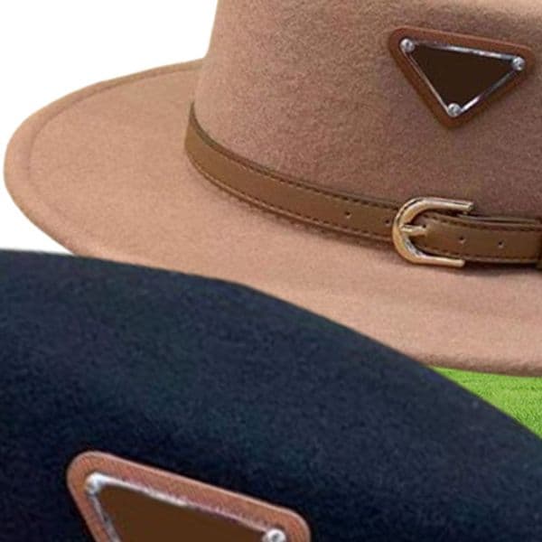 3 Colors Unisex Belt Flat Top Hat For Couples Designer Wool Hats Fashion Women Fitted Caps Mens Cap Men Casquette Bucket Hat Hut D
