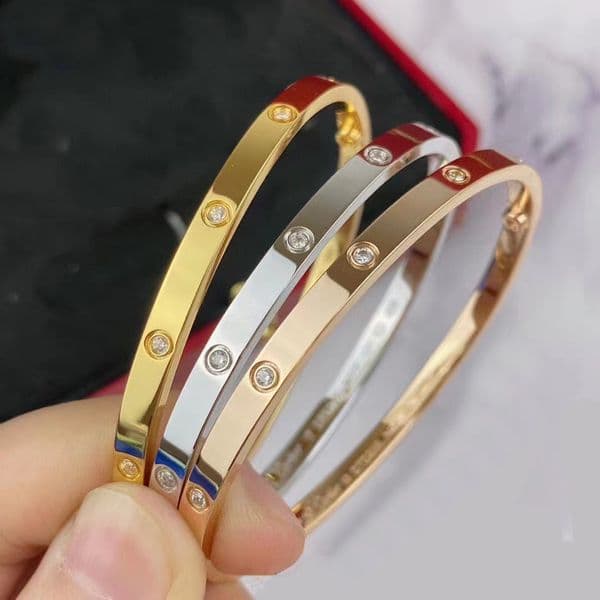 Sterg Sier Nail 12 Bracelet Designer Women Gold Plate Charm Bracelets 4Mm 89 With Screwdriver 45 CZ Dia Mens Bangle Fine Jewelry Gifts For Girl Daily Teachers
