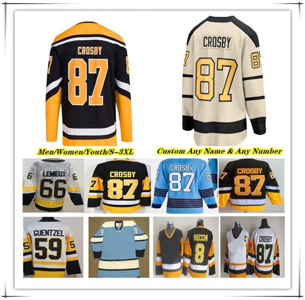 Sidney Crosby Pittsburgh Hockey Jersey Jake Guentzel Evgeni Malkin Erik Karlsson Bryan Rust Reilly Smith Kris Letang Marcus Pettersson Lars Eller Tristan Jarry KID