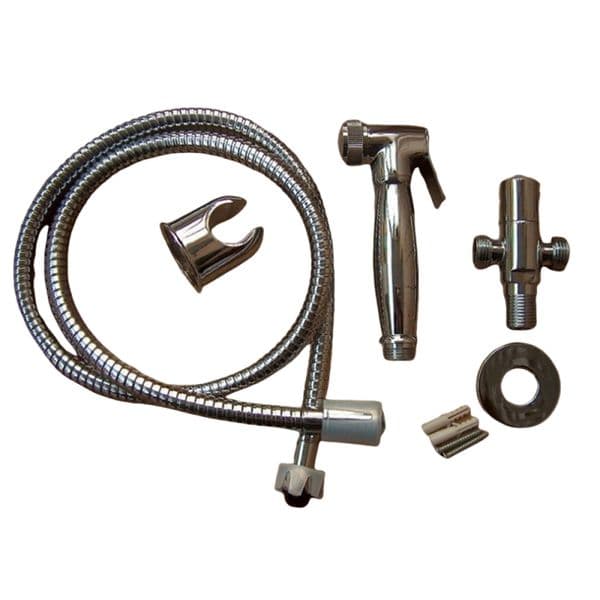 2024 Bathroom Bidet Luxury Mirror Chromed Plated Brass Bidet Sprayer Toilet Shower Head Set + Stainless Steel hose+Tee Adapter+Kirsite wall holder TBBS571A