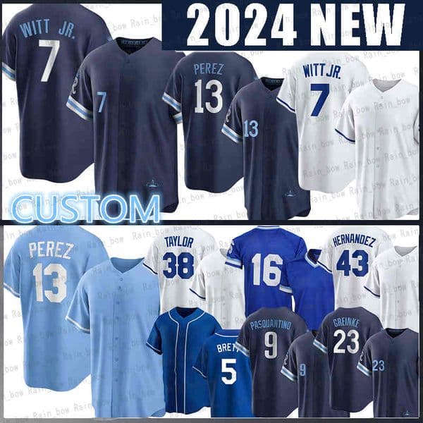 7 Bobby Witt Jr. Baseball Jersey Salvador Perez Bo Jackson Brady Singer George Brett Kansas City Nelson Velazquez Hunter Renfroe MJ Melendez Carlos Hernandez Taylor