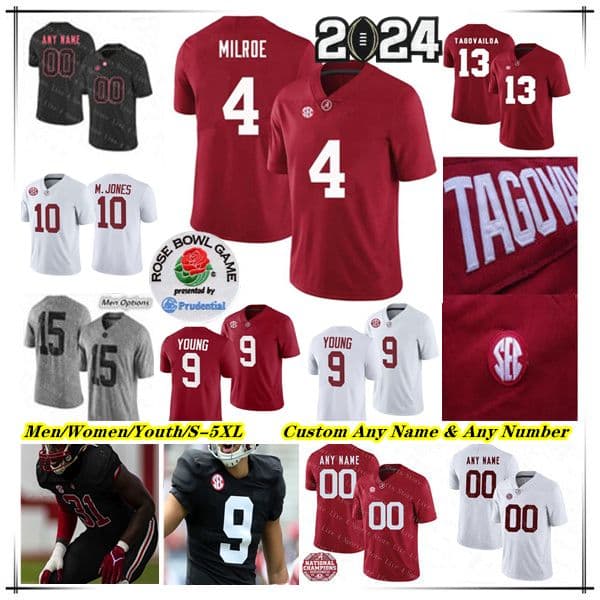 Alabama Crimson Tide College Football Jersey Chris Braswell Jalen Milroe Jase McClellan Roydell Williams Jermaine Burton Isaiah Bond Justin Eboigbe Campbell 5XL
