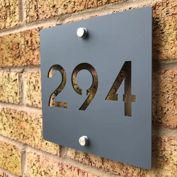 Personalized Contemporary House Sign Anti-UV Acrylic Modern House Numbers Door Number Plaque Street Name Waterproof Plate Grey 231226