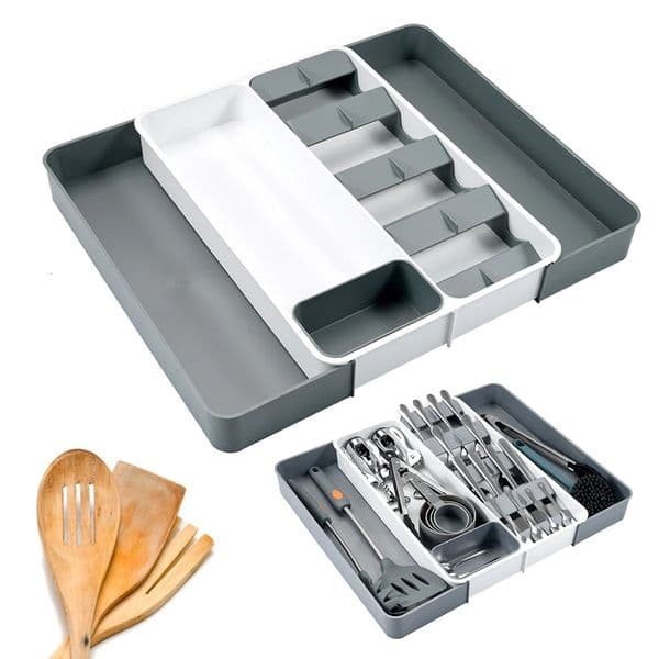Spoon Fork Organizer Cutlery Storage Tray Knife Block Holder Kitchen Drawer Separation Box Plastic Container Cabinet Tableware 231226