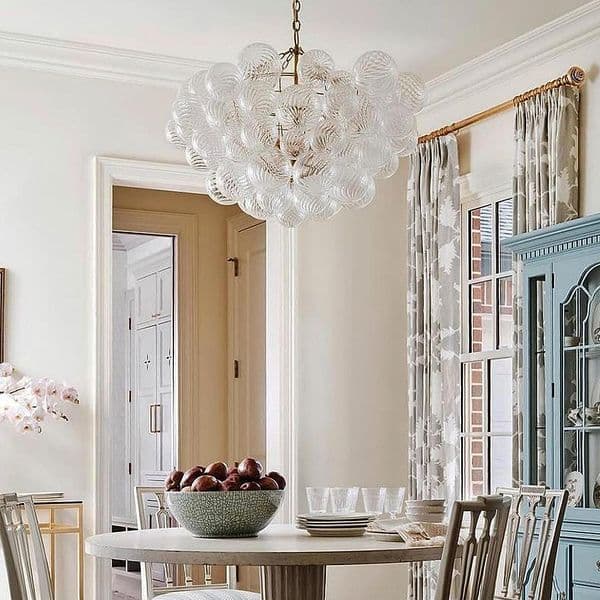 Nordic bubble ball revolving glass pedant lamp Ceiling light fixture Brass and clear blown glass small chandelier Suitable for bedroom study bathroom