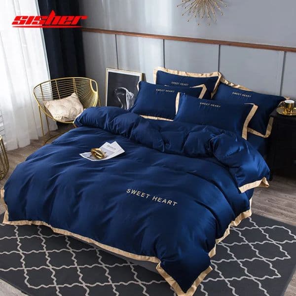 Sisher Bedding Set 4pcs flat Bed Sheet Brief Duvet Cover Sets King Comfortable Quilt Covers Queen Size Bedclothes Linens