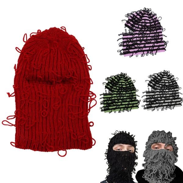 Fun Ghost Balaclava Men Costume Hats Halloween Gift Warm Soft Crochet Bucket Hat Halloween Gift Warm Soft Balaclava Hat 231229