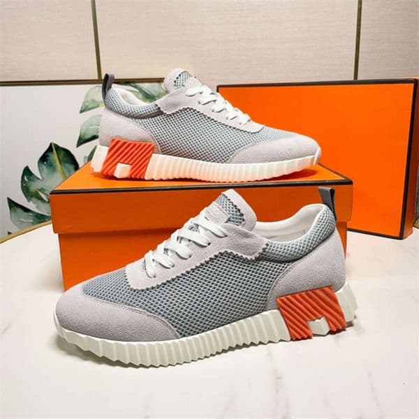 Luxury Men Designer Casual Shoes Bouncing Sneaker White Calfskin Leather Summer Walk Sneakers Low Top Lace Up Rubber Soles Light Mens Trainer EUR 35-46