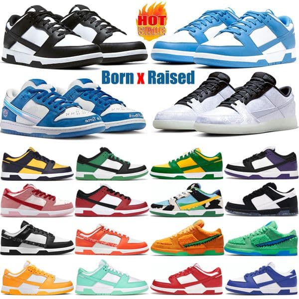 hot designer running shoes mens Born x Raised low flat 20th Anniversary Active Fuchsia sneakers casual Panda men women UNC Triple Pink Kentucky GAI big