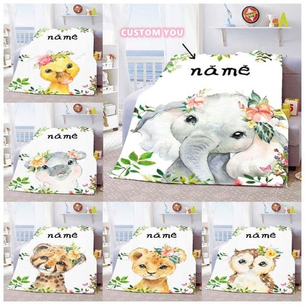 Blankets Custom Blanket Name Baby Girl Boy Flannel Fleece Throw Personalized Family Friends Gifts 230701