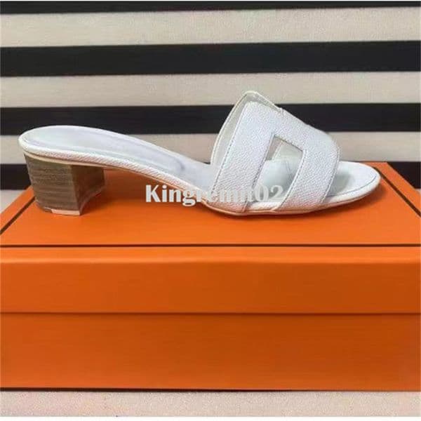 Brand Designer Sandals Women Shoes Gunuine Leather Slipper High Heel Sandal Classic Flat Slides Beach Box