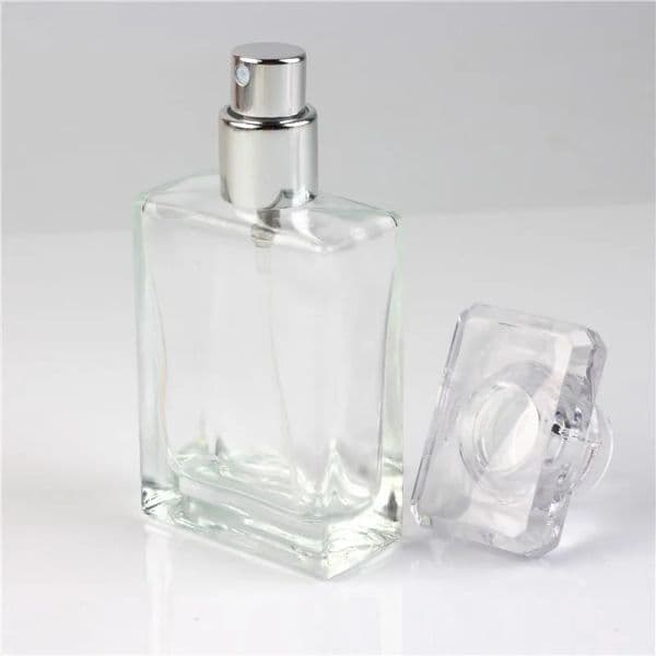 50ml Clear Black Portable Glass Perfume Spray Bottles Empty Cosmetic Containers