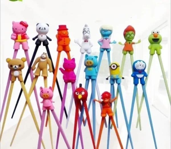 Chopstic 100 pair Mixed Colors Cartoon Kids Children gift Study Exercise Silicone Head Wholesale FY3416 JY04