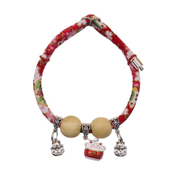 Pet Collar With Bell And Camphor Wood To Protect The Cat's Health And Longevity Handmade Weaving With Famous Ethnic Characteristics Gules for Small Animals