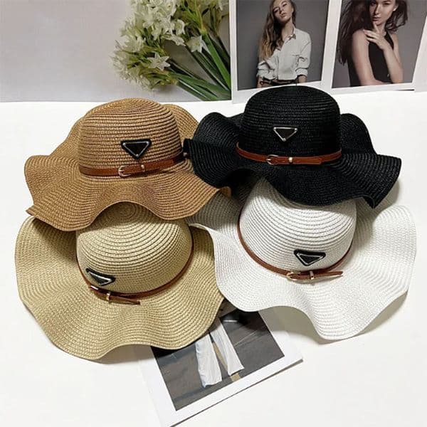 Womens Designer Ruffled Straw Fashion Knitted Hat Cap for Men Woman Wide Brim Caps Summer Bucket Outdoor Beach Hats 8 Styles Epacket
