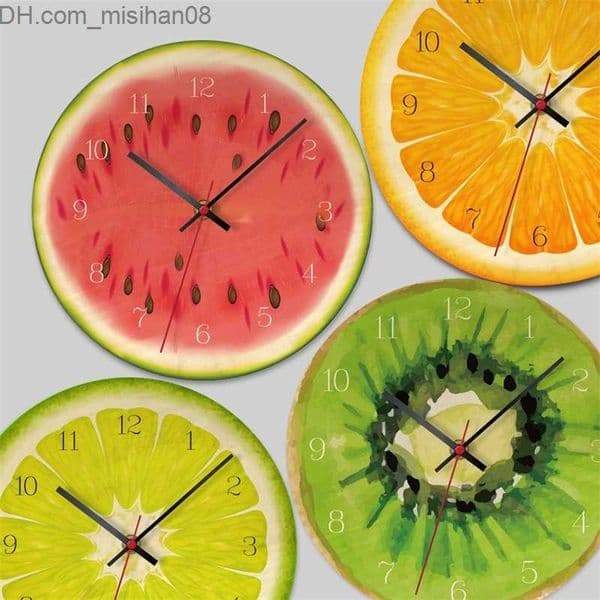 Wall Clocks Creative Fruit Wall Clock Lime Modern Kitchen Lemon Clock Watch Home Decor Living Room Clock Tropical Fruit Wall Art Timepieces H0922 Z230707