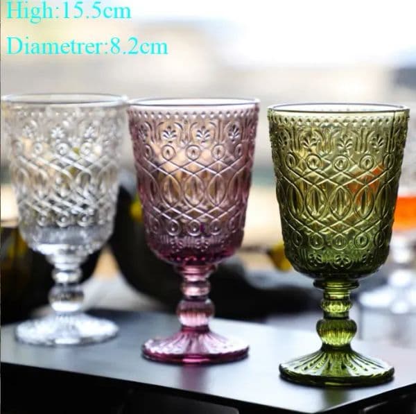 Wholesale! 270ml European style embossed stained glass wine lamp thick goblets 7 Colors Wedding decoration & gifts 0706