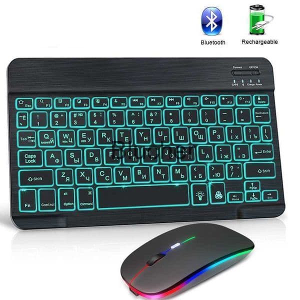 Keyboards Bluetooth Wireless Keyboard And Mouse For Computer RGB Backlit Keyboard Kit Russian Spainish Keyboard Keycaps For Tablet Ipad x0706