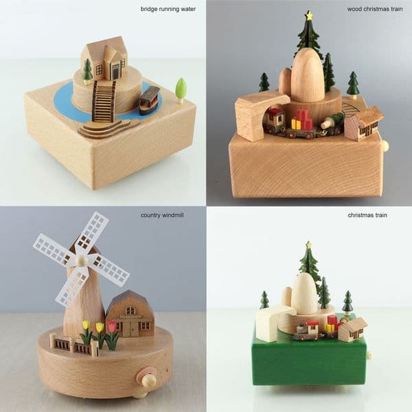 Novelty Items Children Toy Wood Crafts Vintage Retro Birthday Gift Home Decor Accessories Kawaii Carousel Musical Boxes Chirstmas Year 230707