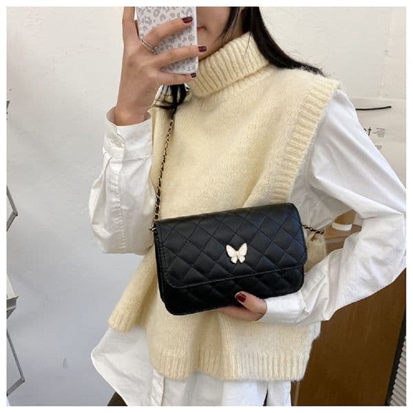 hot Butterfly Chain Bag Korean Fashion Lingge One Shoulder Crossbody Bag Small Square Bag
