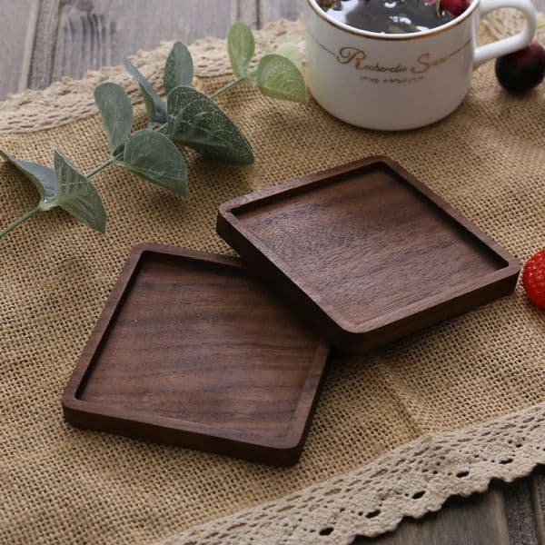 Fashion Wooden Coasters Black Walnut Coffee Tea Cup Mats Natural Non Slip Teapot Drink Coasters Home Bar Tools