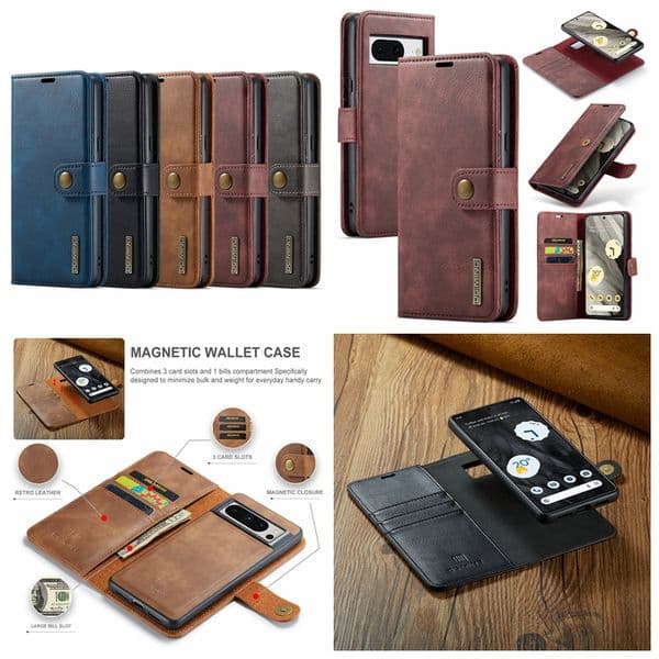 DG.MING 2in1 Leather Wallet Case For Google Pixel Pro XL 9 9A 8 7 7A Sony 1 10 VI 2024 One Plus 13 12 11 Magnetic Detachable Removable Flip Cover ID Card Slot