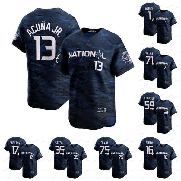 Ronald Acuna Jr. National League 2023 All Star Game Baseball Jersey Will Smith Elias Diaz Ozzie Albies Lourdes Gurrile Jr. Jorge Soler Justin Steele Marcus Stroman