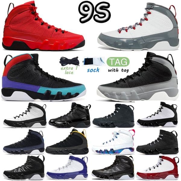 9 Retro OG Men Basketball Shoes 9s Fir Red Particle Grey Racer University Blue Gold Bred Patent Anthracite Mens Trainers Outdoor Sports Sneakers