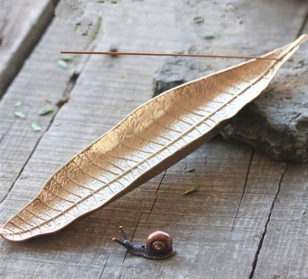Fragrance Lamps Creative Retro Bodhi Leaf Stick Handmade Incense Holder Home Decor Zen Censer Copper Snails For Gift 230710