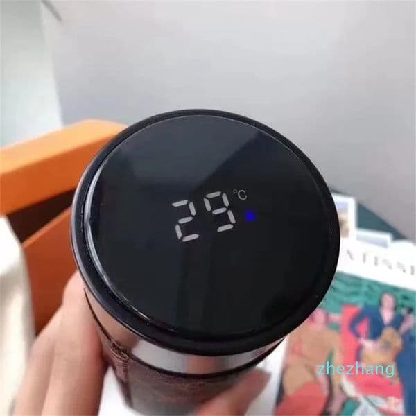 Water Bottle Temperature Display Lids S Designers Stainless Steel Tumbler Coffee Tea Cup Insulation Bottles Women Men 010205