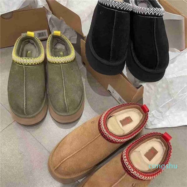 Womens Tazz Slippers Tasman Chestnut Slippers Fur Slides Classic Ultra Mini Platform Snow Boot Australia Australian Wool Comfort Winter Designer Size 35-44