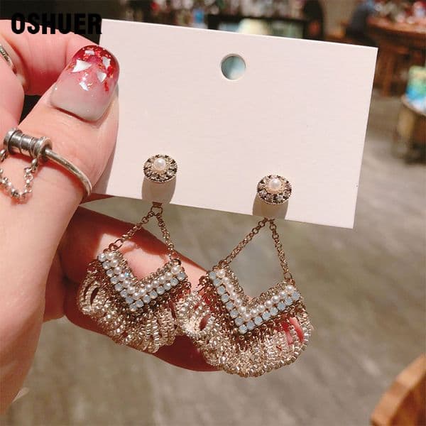 Stud OSHUER Korean Jewelry Handmade Crystal Stone Cute Earrings for Women 230714