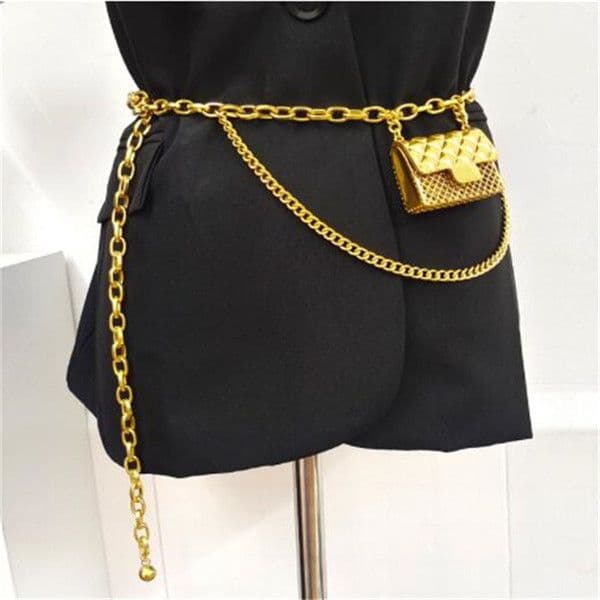 Women Chain Luxury Belts Pants Dress Mini Vintage Waist Bag Waistband Crossbody Bag Fashion Accessories Belt For Women