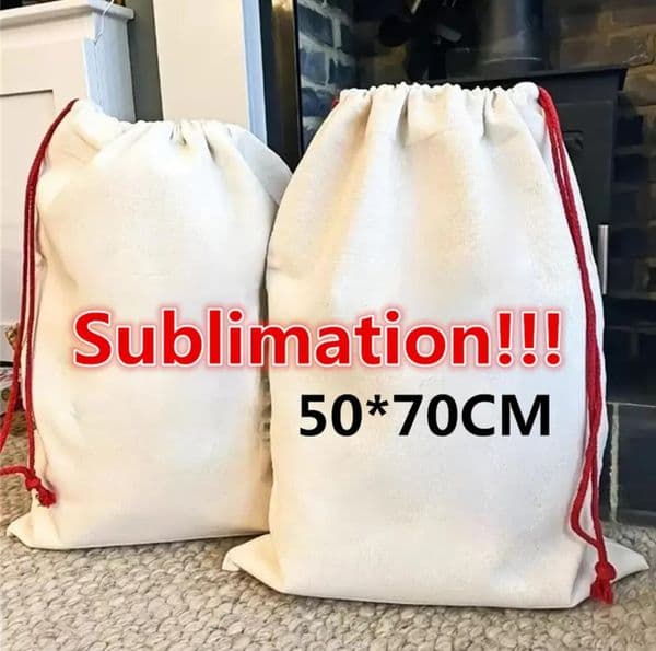 Sublimation Blank Santa Sacks Christmas Decorations DIY Personlized Christmas Gift Bags Pocket Heat Transfer 50X70CM Wholesale