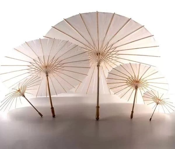 White Paper Parasol Umbrellas DIY Photo Cosplay Prop Bamboo Umbrella For Wedding Party Summer Beach Decor