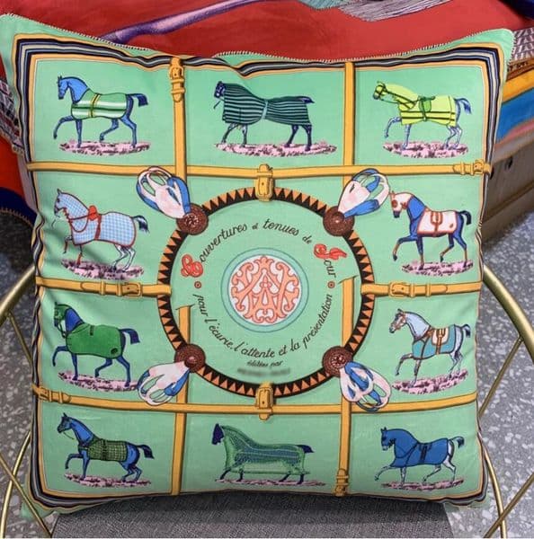 45*45Cm Pillow Case Cover Super Soft Veet Double-Sided Printing Horse Designer Sofa Cushion Covers Pillowcase 072007 B5