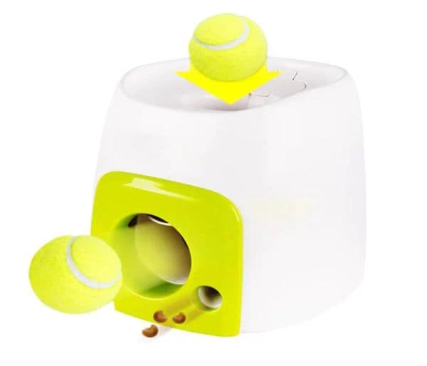 Automatic Dog Feeder Entertainment Training Toys Interactive Tennis Ball Launcher Throwing Ball Machine Pet Food Emission Device Y