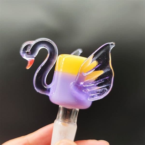2023 Wig Wag 14mm Thick Bowl Piece Bong Glass Slide Water Pipes Cream Colorful Purple Clear Swan Tip Heady Slides Colorful Bowls Male Smoking Accessory