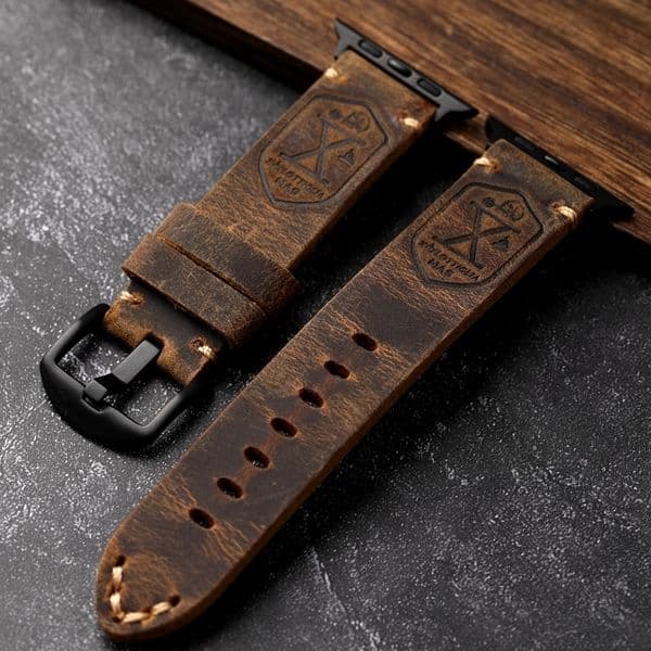 Watch Bands Handmade Apple Watchband Men Genuine Leather Cowhide s7 s8 for AppleWatch8 6 5 ultra Strap 45mm Vintage Style 230718