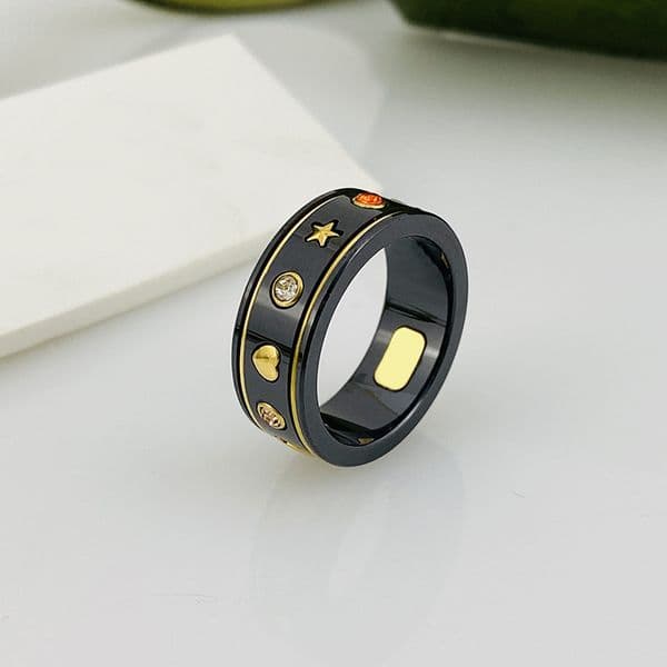designer ring ceramic gold rings with chip fashion jewelry 18K gold silver plated black white G letter Rings Jewelry designers for women men party gift top quality
