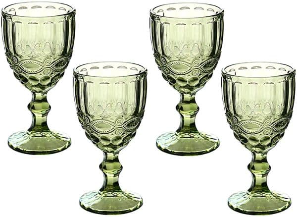 10oz Wine Glasses Colored Glass Goblet with Stem 300ml Vintage Pattern Emed Romantic Drinkware for Party Wedding FY5509 JY20