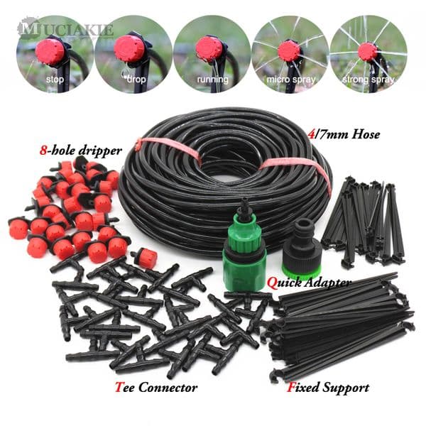Sprayers MUCIAKIE 50M5M DIY Drip Irrigation System Automatic Watering Garden Hose Micro Kits with Adjustable Drippers 230721